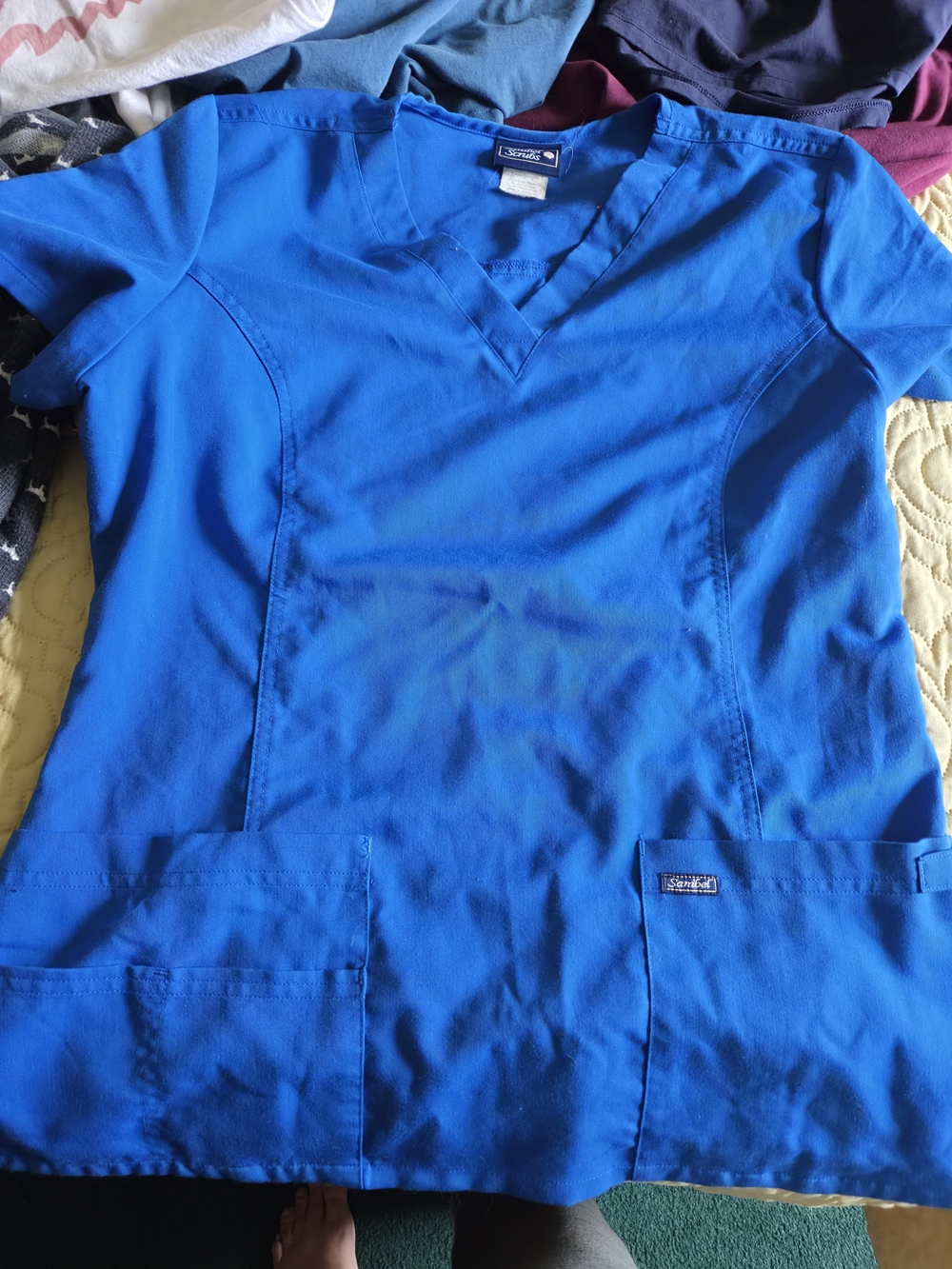 Cherokee V-Neck Scrub Top in Bright Blue